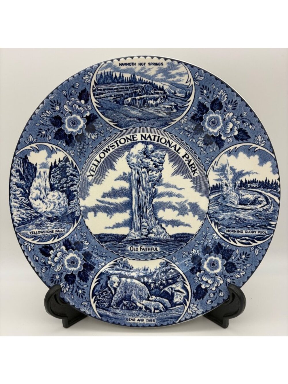 Vintage Yellowstone Park Hamilton Stores Staffordshire Blue Plate England 10"